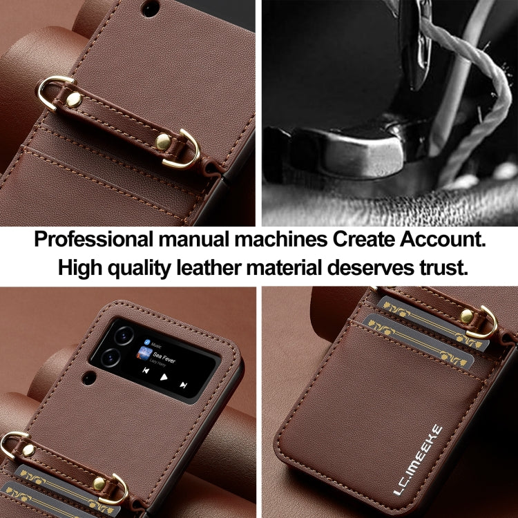 For Samsung Galaxy Z Flip3 5G LC.IMEEKE L1 Series Frosted Fine Texture PU Phone Case with Lanyard