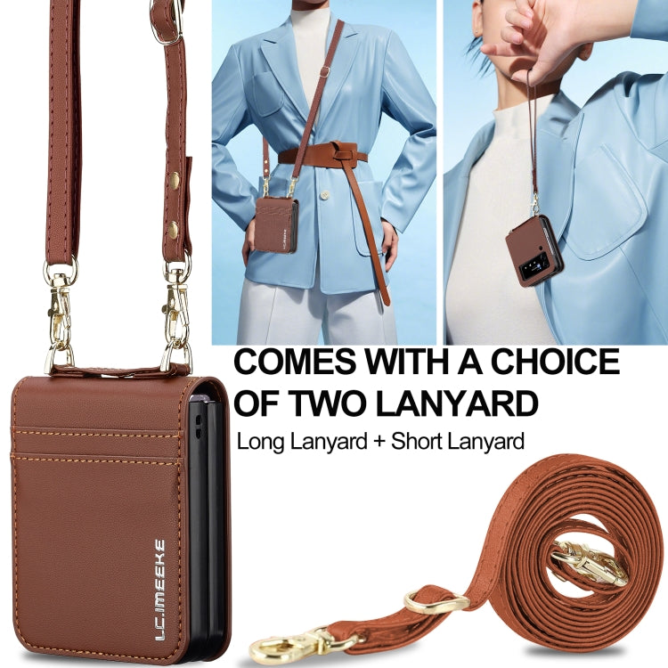 For Samsung Galaxy Z Flip3 5G LC.IMEEKE L1 Series Frosted Fine Texture PU Phone Case with Lanyard