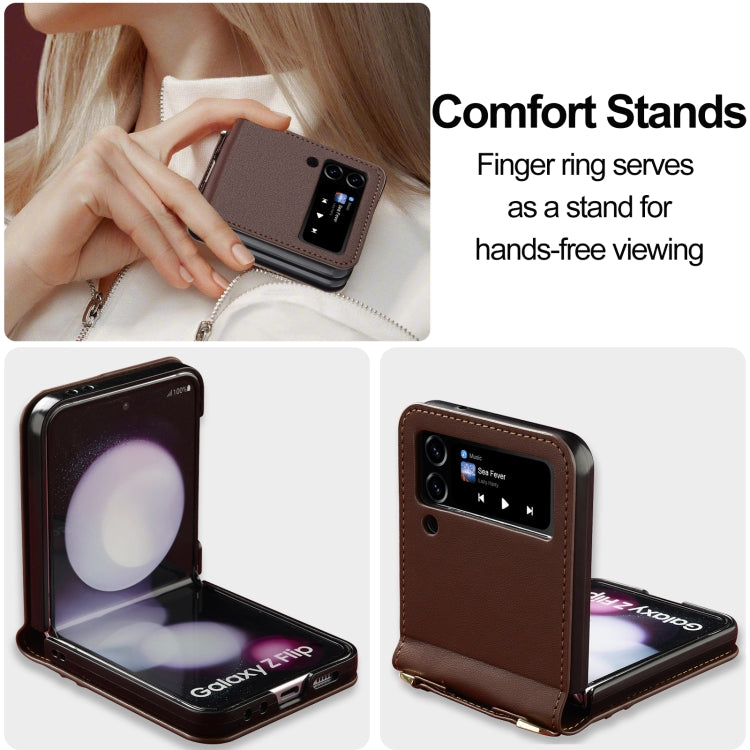 For Samsung Galaxy Z Flip3 5G LC.IMEEKE L1 Series Frosted Fine Texture PU Phone Case with Lanyard