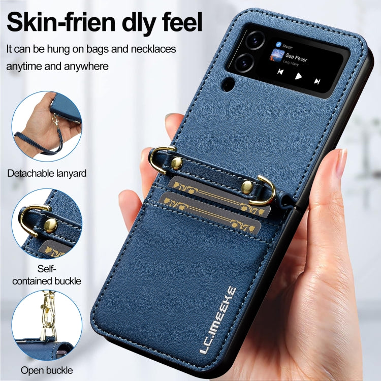 For Samsung Galaxy Z Flip3 5G LC.IMEEKE L1 Series Frosted Fine Texture PU Phone Case with Lanyard