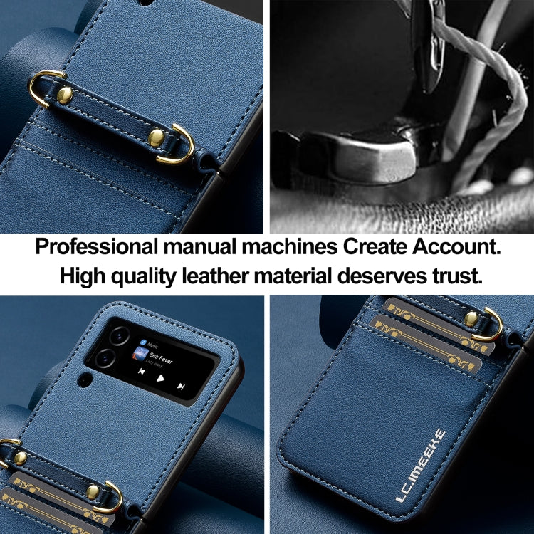 For Samsung Galaxy Z Flip3 5G LC.IMEEKE L1 Series Frosted Fine Texture PU Phone Case with Lanyard