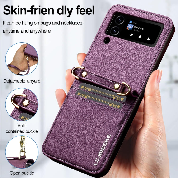 For Samsung Galaxy Z Flip3 5G LC.IMEEKE L1 Series Frosted Fine Texture PU Phone Case with Lanyard