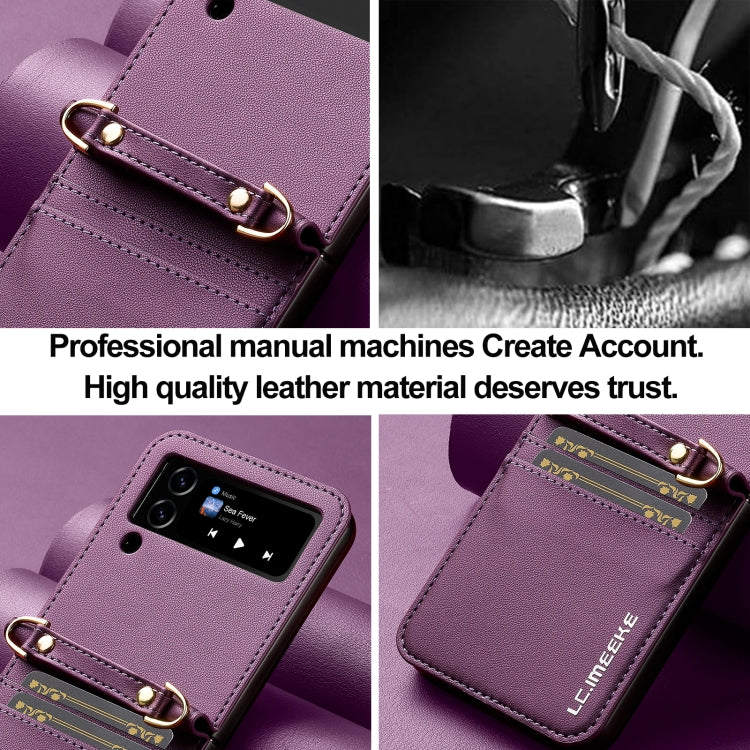 For Samsung Galaxy Z Flip3 5G LC.IMEEKE L1 Series Frosted Fine Texture PU Phone Case with Lanyard