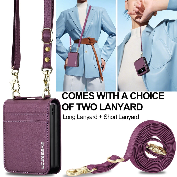 For Samsung Galaxy Z Flip3 5G LC.IMEEKE L1 Series Frosted Fine Texture PU Phone Case with Lanyard