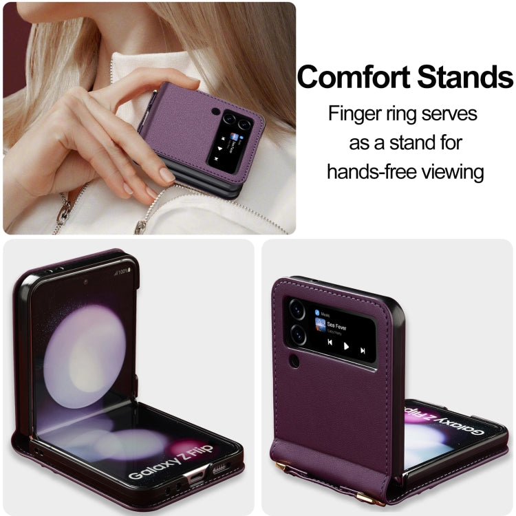 For Samsung Galaxy Z Flip3 5G LC.IMEEKE L1 Series Frosted Fine Texture PU Phone Case with Lanyard