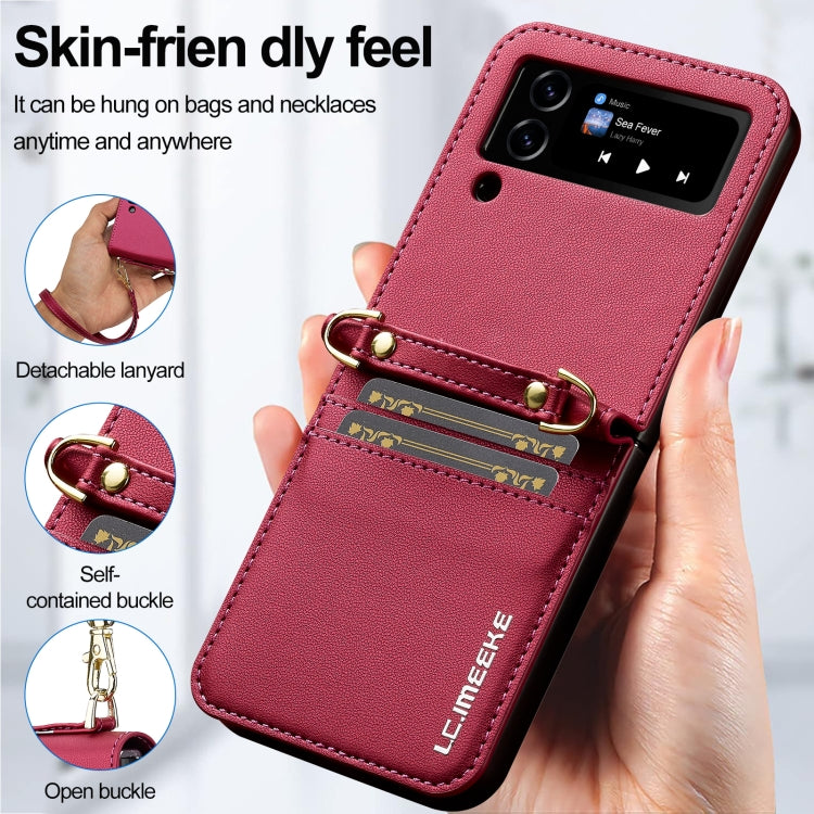 For Samsung Galaxy Z Flip3 5G LC.IMEEKE L1 Series Frosted Fine Texture PU Phone Case with Lanyard