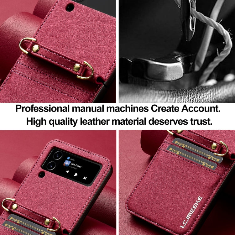 For Samsung Galaxy Z Flip3 5G LC.IMEEKE L1 Series Frosted Fine Texture PU Phone Case with Lanyard