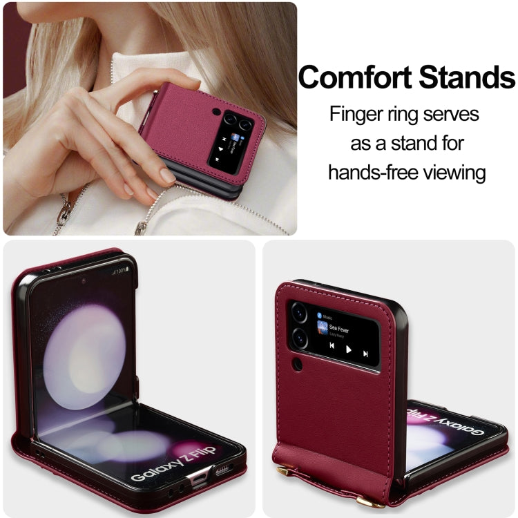 For Samsung Galaxy Z Flip3 5G LC.IMEEKE L1 Series Frosted Fine Texture PU Phone Case with Lanyard