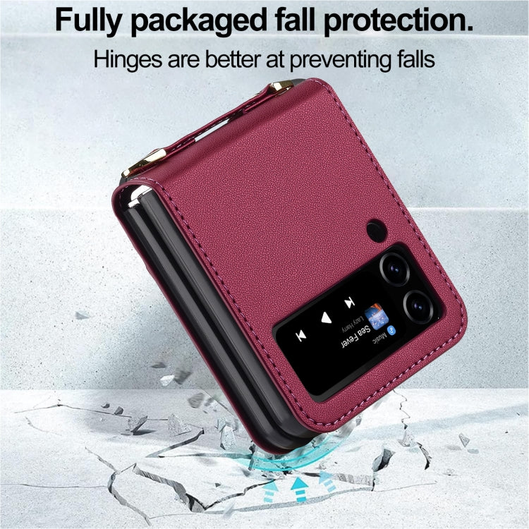 For Samsung Galaxy Z Flip3 5G LC.IMEEKE L1 Series Frosted Fine Texture PU Phone Case with Lanyard