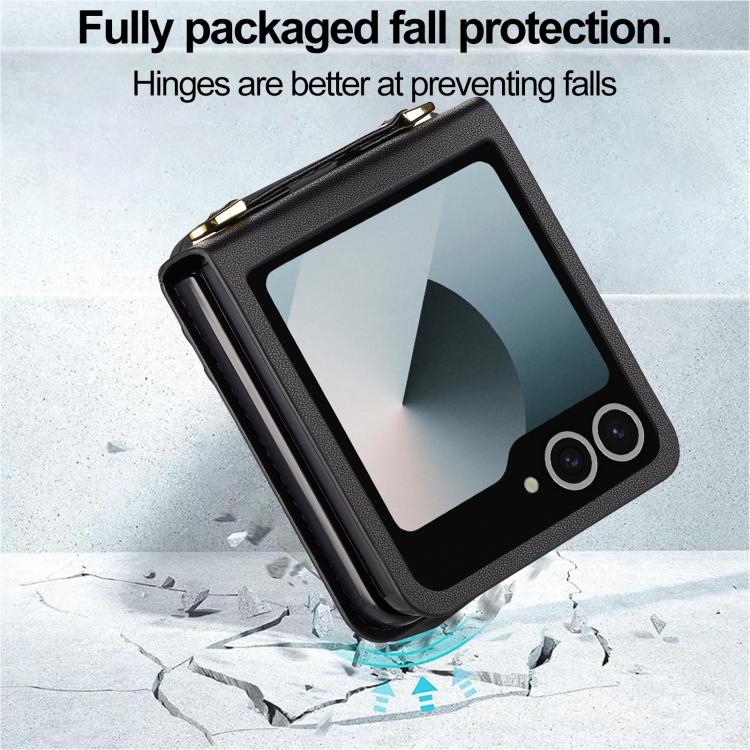 For Samsung Galaxy Z Flip7 5G LC.IMEEKE L1 Series Frosted Fine Texture PU Phone Case with Lanyard