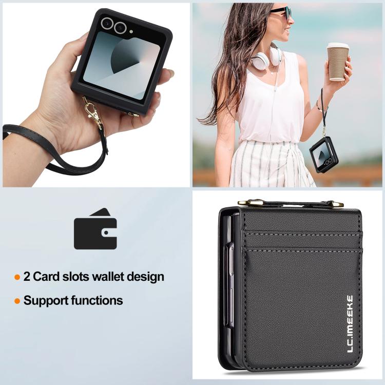 For Samsung Galaxy Z Flip7 5G LC.IMEEKE L1 Series Frosted Fine Texture PU Phone Case with Lanyard