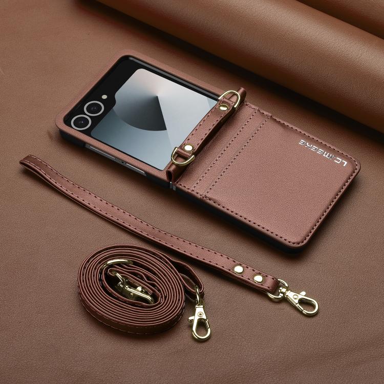For Samsung Galaxy Z Flip7 5G LC.IMEEKE L1 Series Frosted Fine Texture PU Phone Case with Lanyard