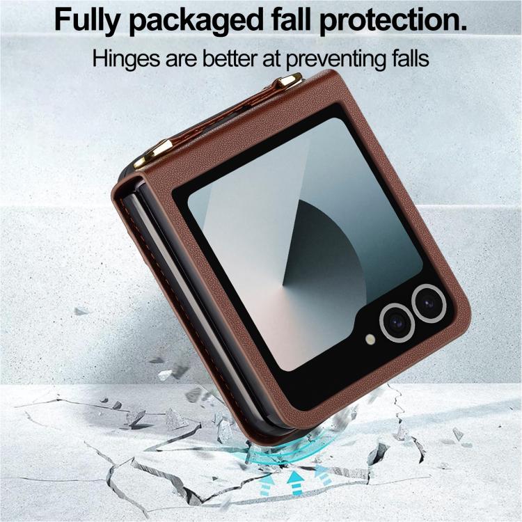 For Samsung Galaxy Z Flip7 5G LC.IMEEKE L1 Series Frosted Fine Texture PU Phone Case with Lanyard