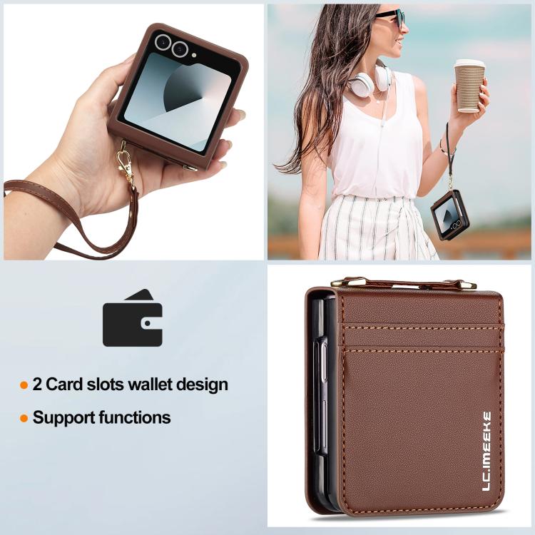For Samsung Galaxy Z Flip7 5G LC.IMEEKE L1 Series Frosted Fine Texture PU Phone Case with Lanyard