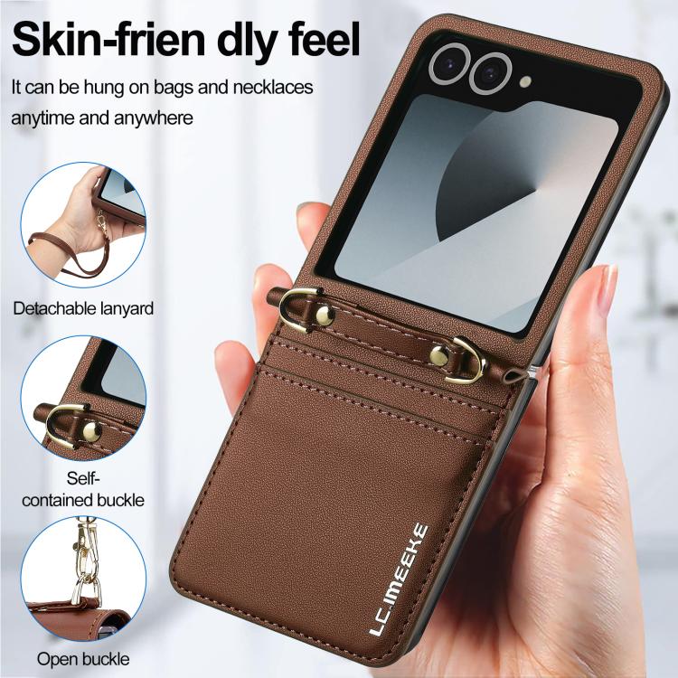 For Samsung Galaxy Z Flip7 5G LC.IMEEKE L1 Series Frosted Fine Texture PU Phone Case with Lanyard