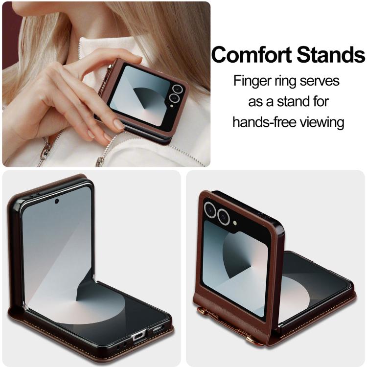 For Samsung Galaxy Z Flip7 5G LC.IMEEKE L1 Series Frosted Fine Texture PU Phone Case with Lanyard