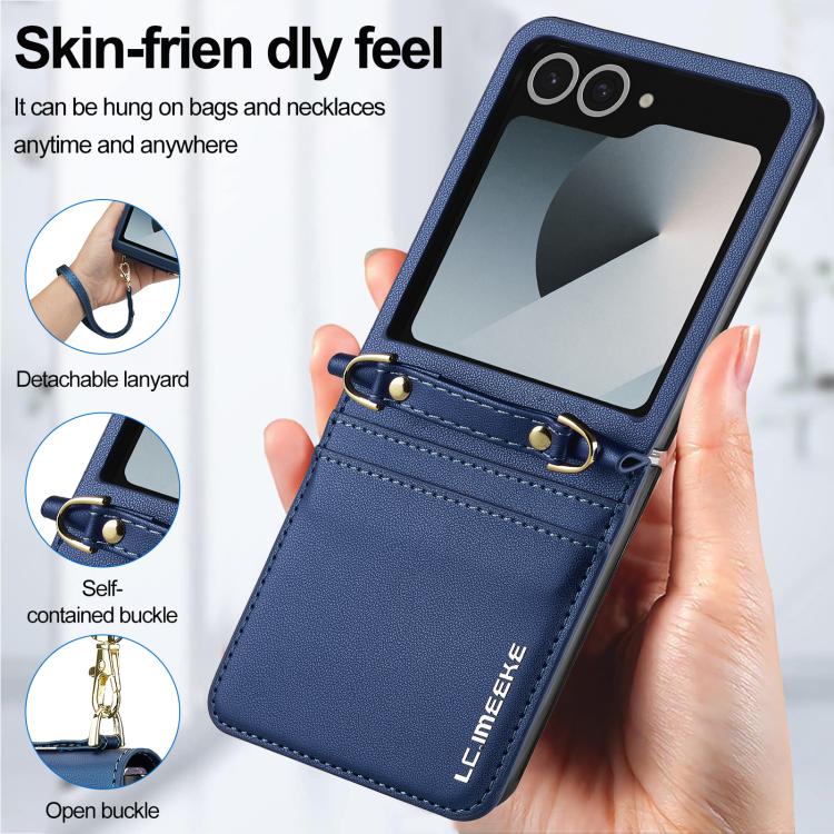 For Samsung Galaxy Z Flip7 5G LC.IMEEKE L1 Series Frosted Fine Texture PU Phone Case with Lanyard