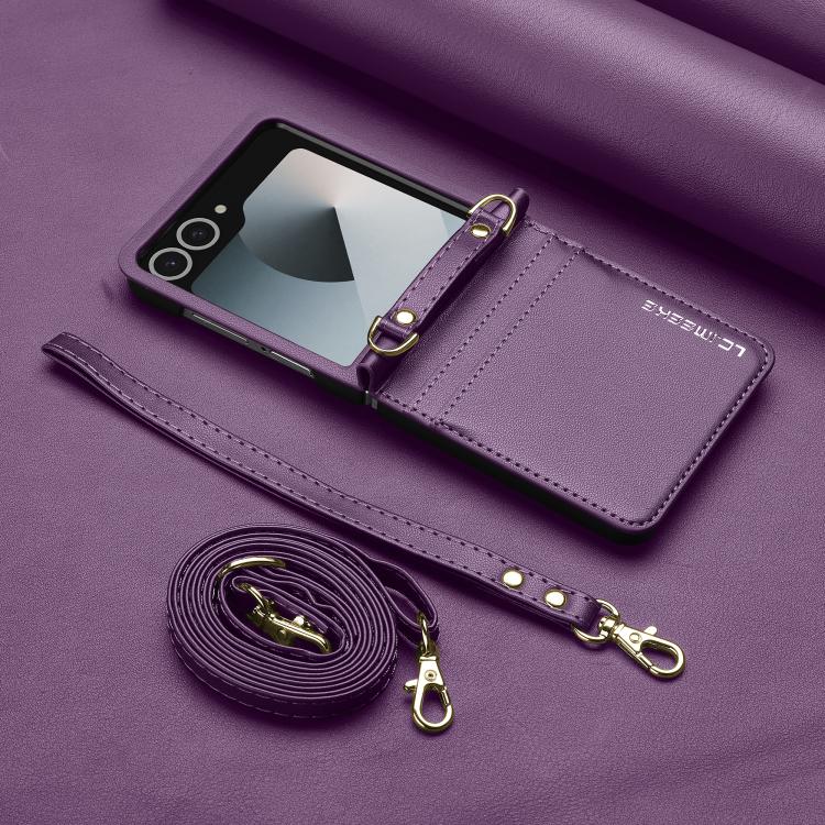 For Samsung Galaxy Z Flip7 5G LC.IMEEKE L1 Series Frosted Fine Texture PU Phone Case with Lanyard