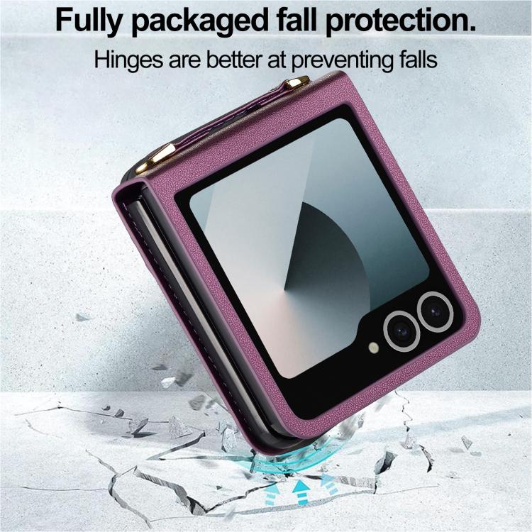 For Samsung Galaxy Z Flip7 5G LC.IMEEKE L1 Series Frosted Fine Texture PU Phone Case with Lanyard