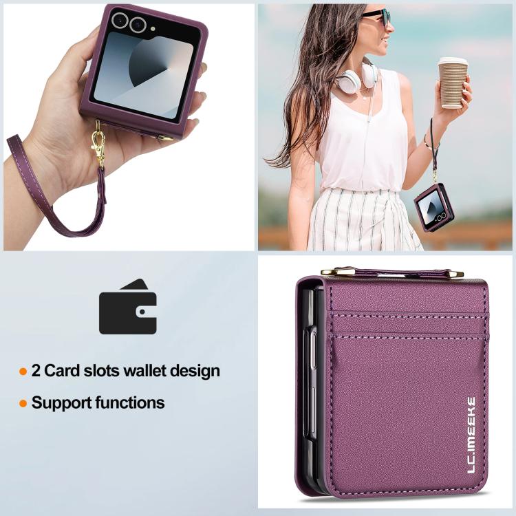 For Samsung Galaxy Z Flip7 5G LC.IMEEKE L1 Series Frosted Fine Texture PU Phone Case with Lanyard