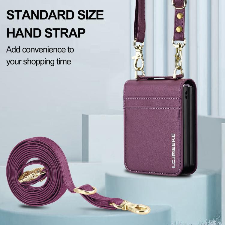 For Samsung Galaxy Z Flip7 5G LC.IMEEKE L1 Series Frosted Fine Texture PU Phone Case with Lanyard