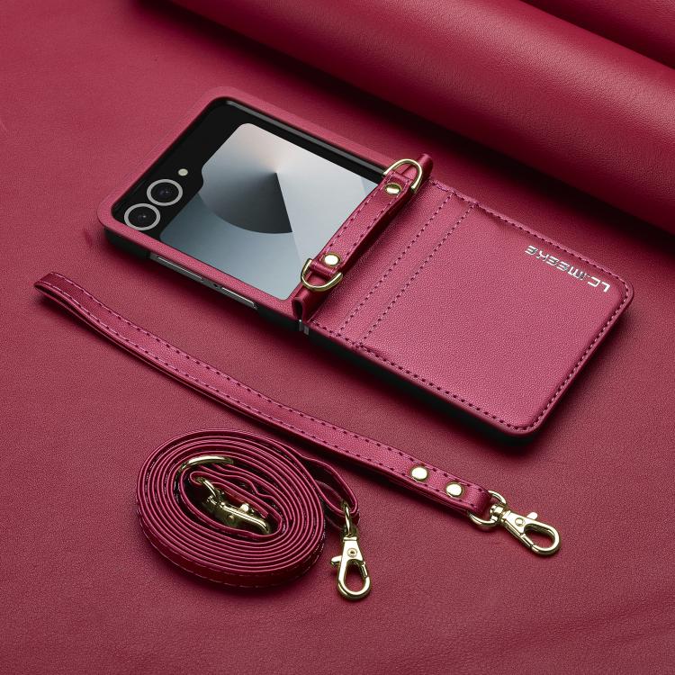 For Samsung Galaxy Z Flip7 5G LC.IMEEKE L1 Series Frosted Fine Texture PU Phone Case with Lanyard