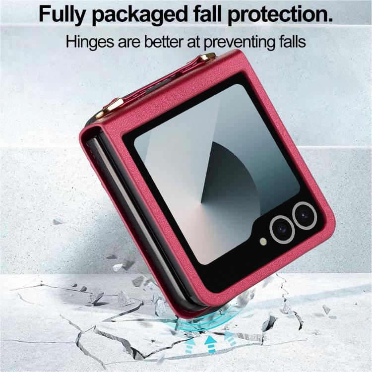 For Samsung Galaxy Z Flip7 5G LC.IMEEKE L1 Series Frosted Fine Texture PU Phone Case with Lanyard