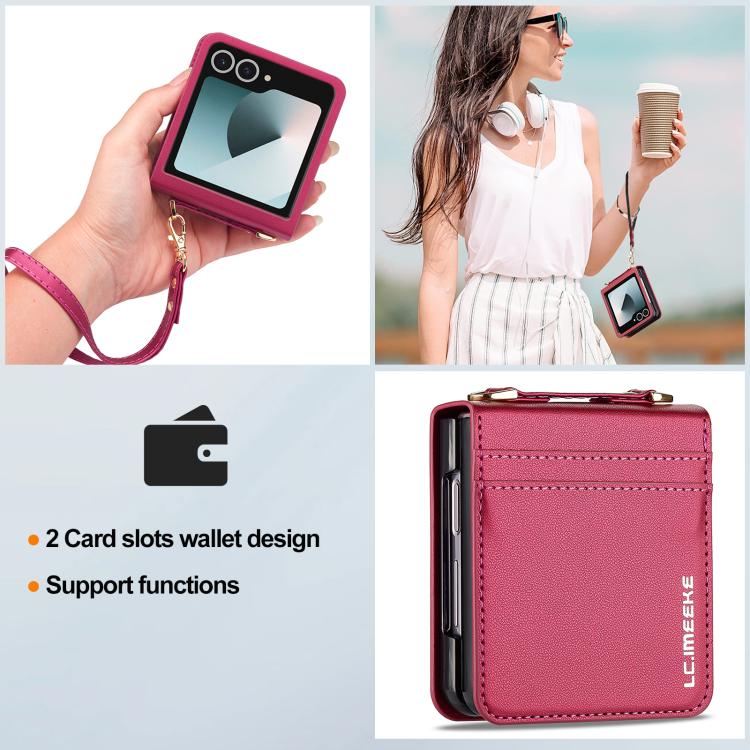 For Samsung Galaxy Z Flip7 5G LC.IMEEKE L1 Series Frosted Fine Texture PU Phone Case with Lanyard
