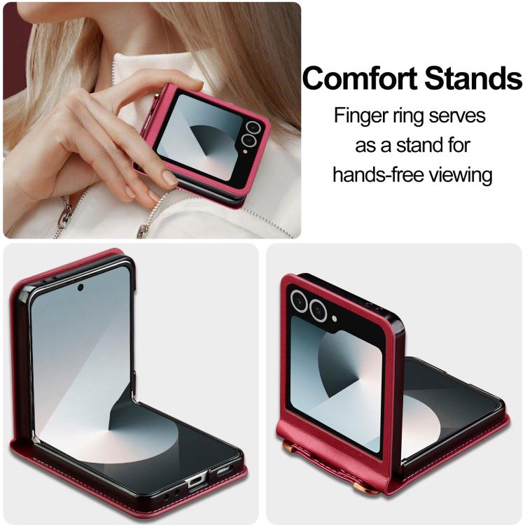 For Samsung Galaxy Z Flip7 5G LC.IMEEKE L1 Series Frosted Fine Texture PU Phone Case with Lanyard