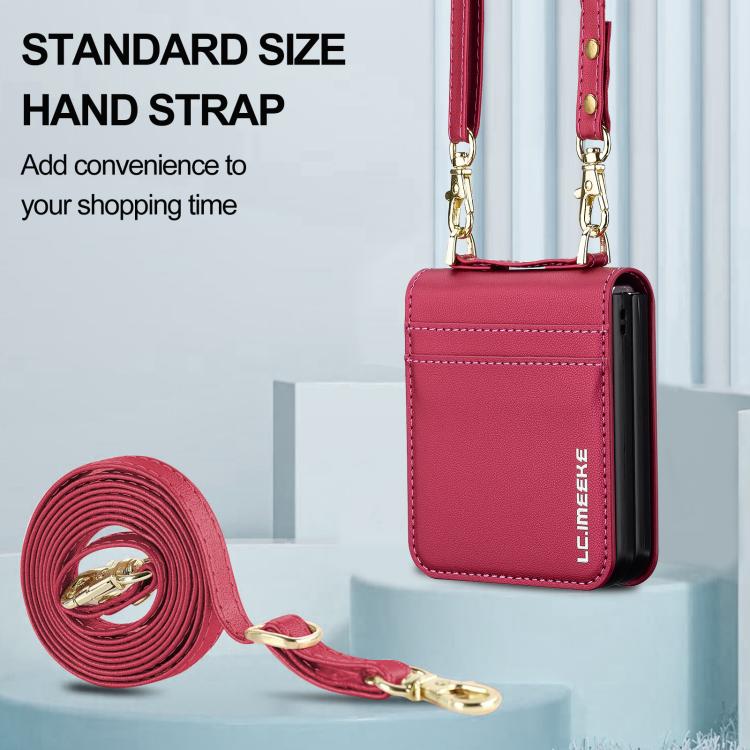 For Samsung Galaxy Z Flip7 5G LC.IMEEKE L1 Series Frosted Fine Texture PU Phone Case with Lanyard