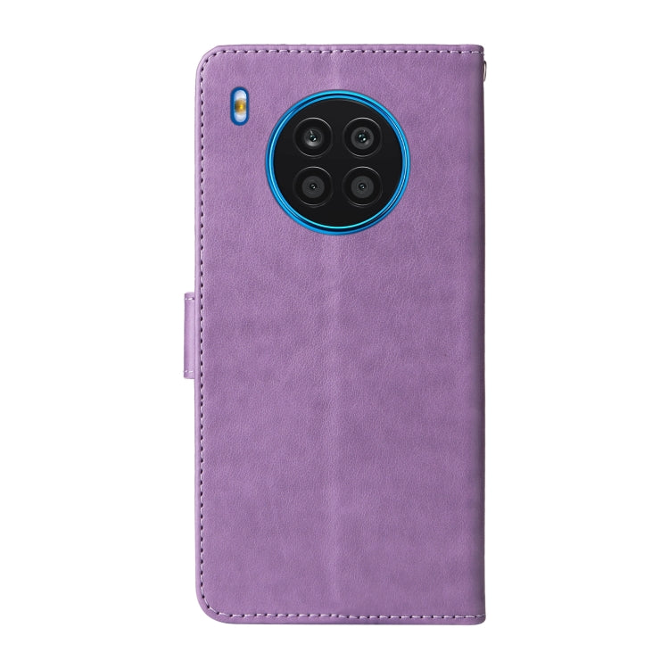 For Honor 50 Lite / X20 / Huawei nova 8i Embossed Butterfly Flowers Leather Phone Case