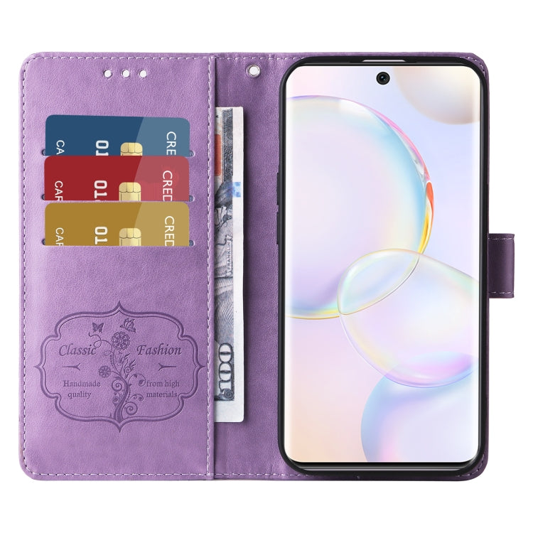 For Honor 50 5G / Huawei nova 9 Embossed Butterfly Flowers Leather Phone Case