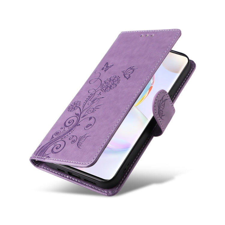 For Honor 50 5G / Huawei nova 9 Embossed Butterfly Flowers Leather Phone Case