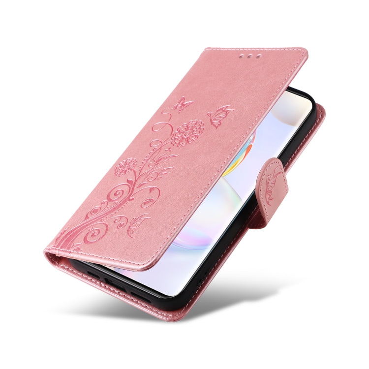 For Honor 50 5G / Huawei nova 9 Embossed Butterfly Flowers Leather Phone Case