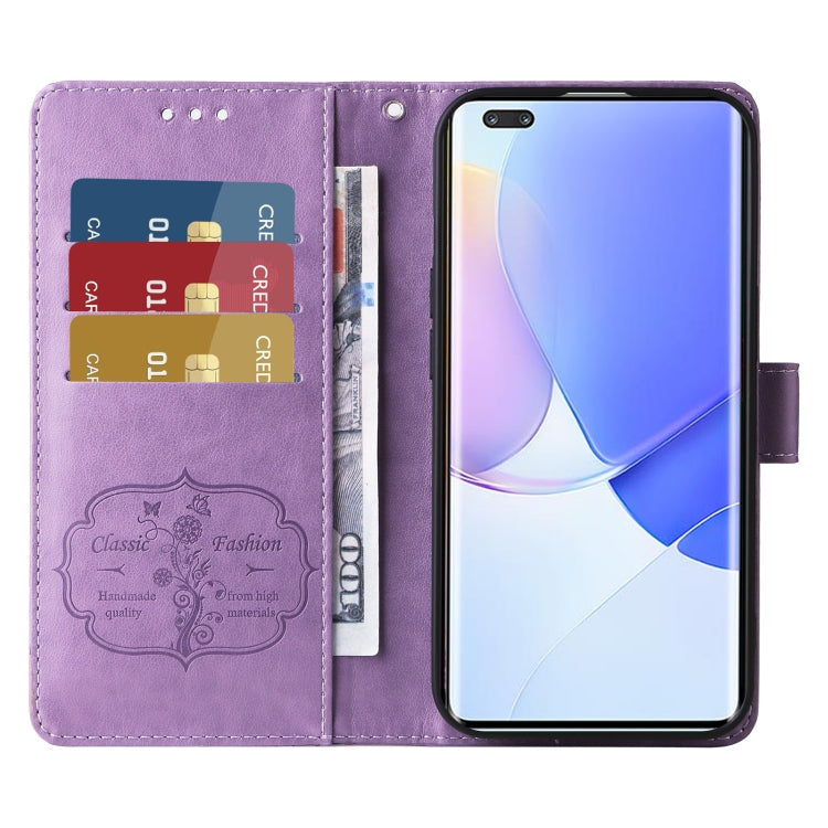 For Honor 50 Pro / Huawei nova 9 Pro Embossed Butterfly Flowers Leather Phone Case