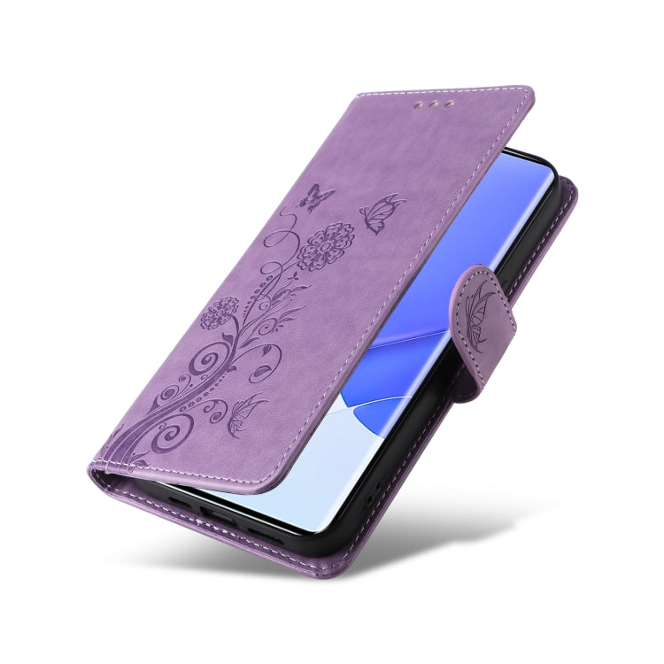 For Honor 50 Pro / Huawei nova 9 Pro Embossed Butterfly Flowers Leather Phone Case