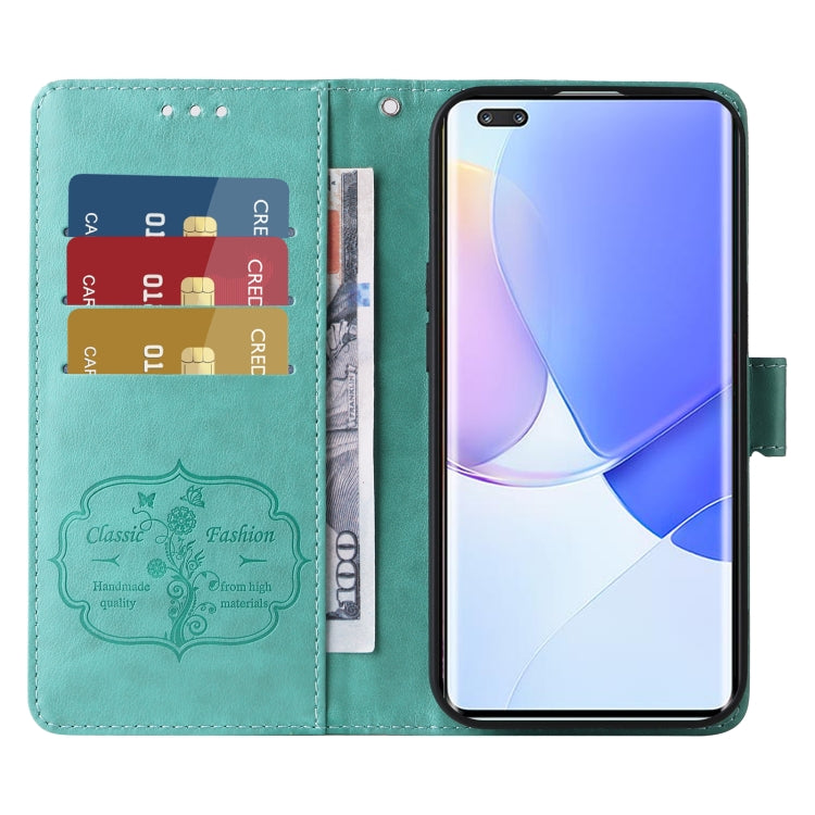 For Honor 50 Pro / Huawei nova 9 Pro Embossed Butterfly Flowers Leather Phone Case