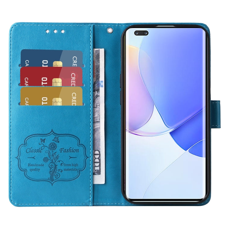 For Honor 50 Pro / Huawei nova 9 Pro Embossed Butterfly Flowers Leather Phone Case