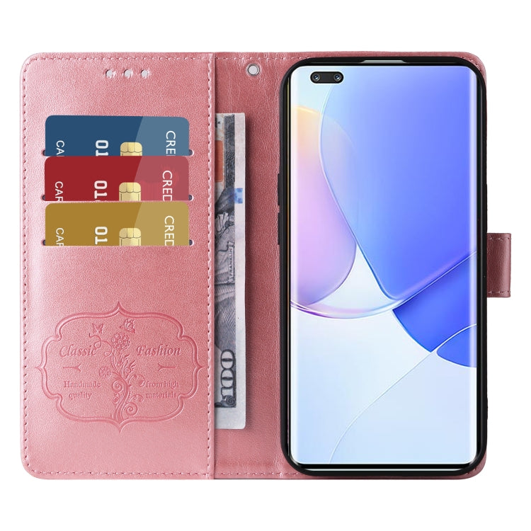 For Honor 50 Pro / Huawei nova 9 Pro Embossed Butterfly Flowers Leather Phone Case