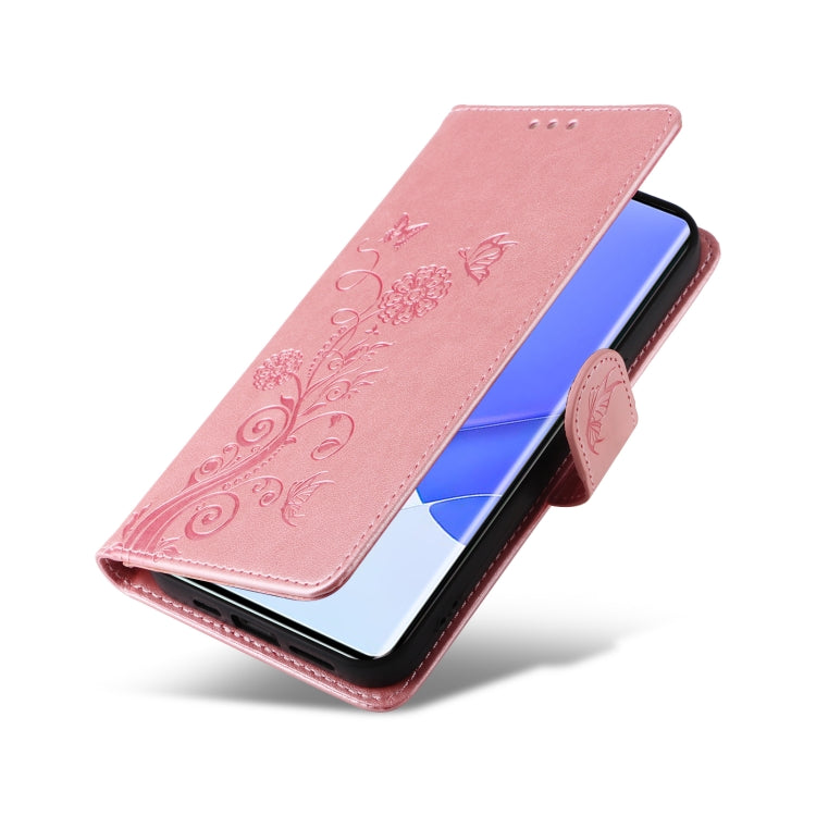 For Honor 50 Pro / Huawei nova 9 Pro Embossed Butterfly Flowers Leather Phone Case