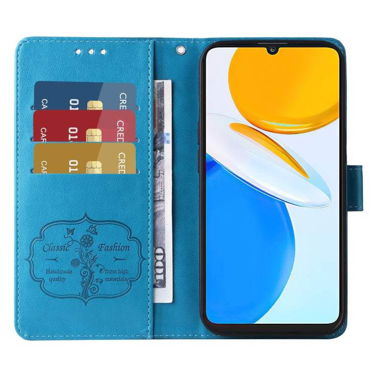 For Honor X7 4G / Huawei Enjoy 30 Plus Embossed Butterfly Flowers Leather Phone Case