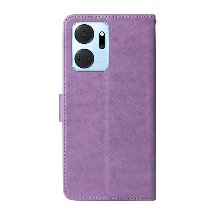 For Honor X7a 4G / Play 7T Embossed Butterfly Flowers Leather Phone Case