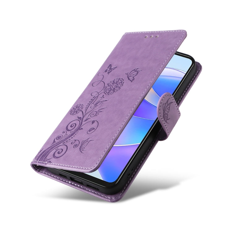 For Honor X7a 4G / Play 7T Embossed Butterfly Flowers Leather Phone Case