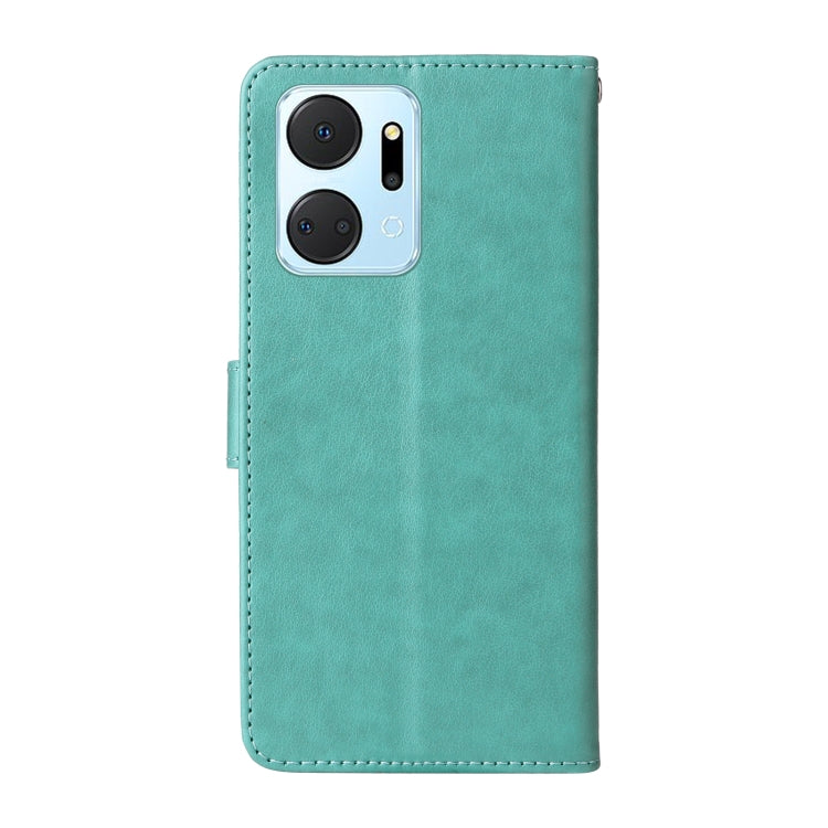 For Honor X7a 4G / Play 7T Embossed Butterfly Flowers Leather Phone Case