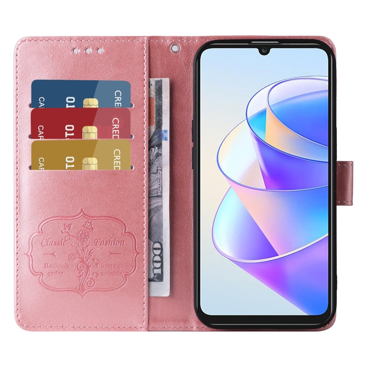 For Honor X7a 4G / Play 7T Embossed Butterfly Flowers Leather Phone Case
