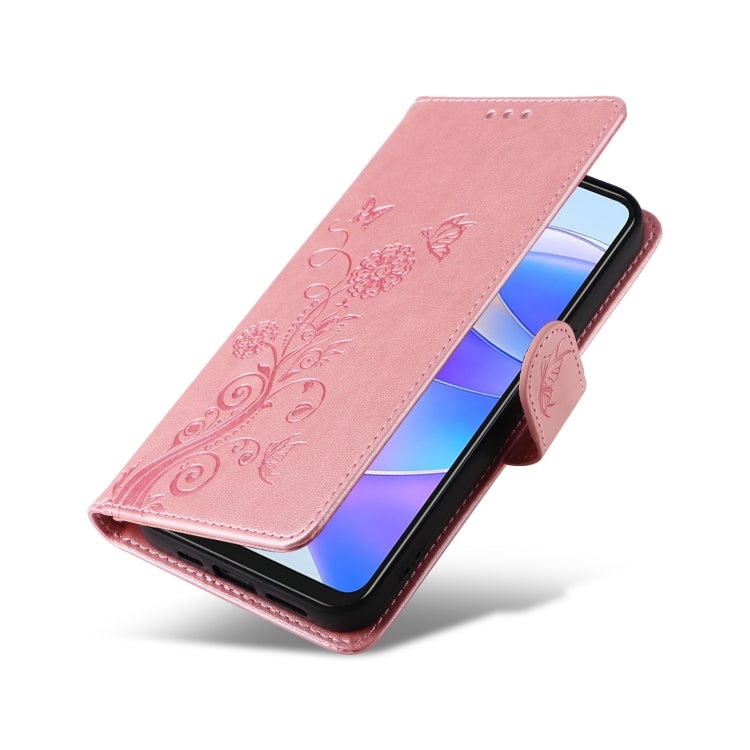 For Honor X7a 4G / Play 7T Embossed Butterfly Flowers Leather Phone Case