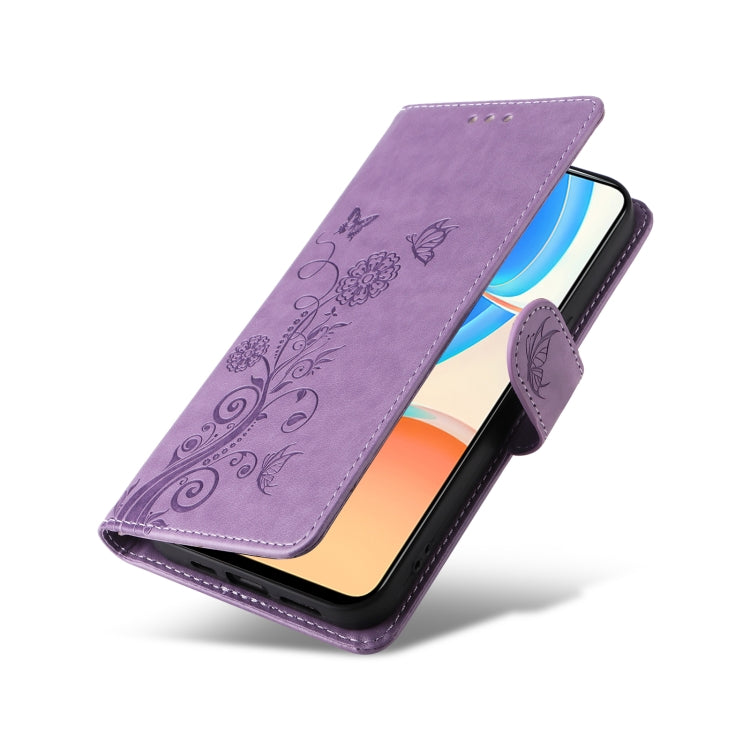 For Honor X8 4G / X30i / Play 6T Pro Embossed Butterfly Flowers Leather Phone Case