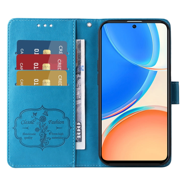 For Honor X8 4G / X30i / Play 6T Pro Embossed Butterfly Flowers Leather Phone Case