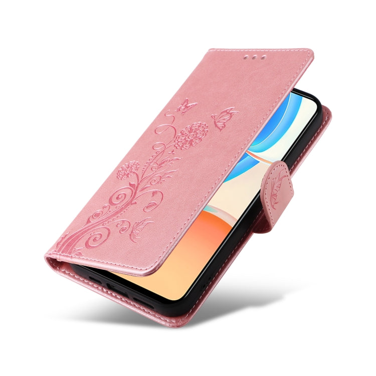 For Honor X8 4G / X30i / Play 6T Pro Embossed Butterfly Flowers Leather Phone Case