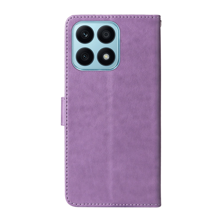 For Honor X8a 4G Embossed Butterfly Flowers Leather Phone Case